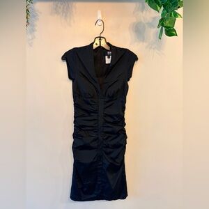 BA NITES Black Ruched Cap-Sleeve Dress